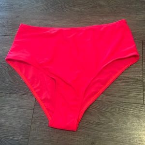 Red coral high waisted bikini bottoms